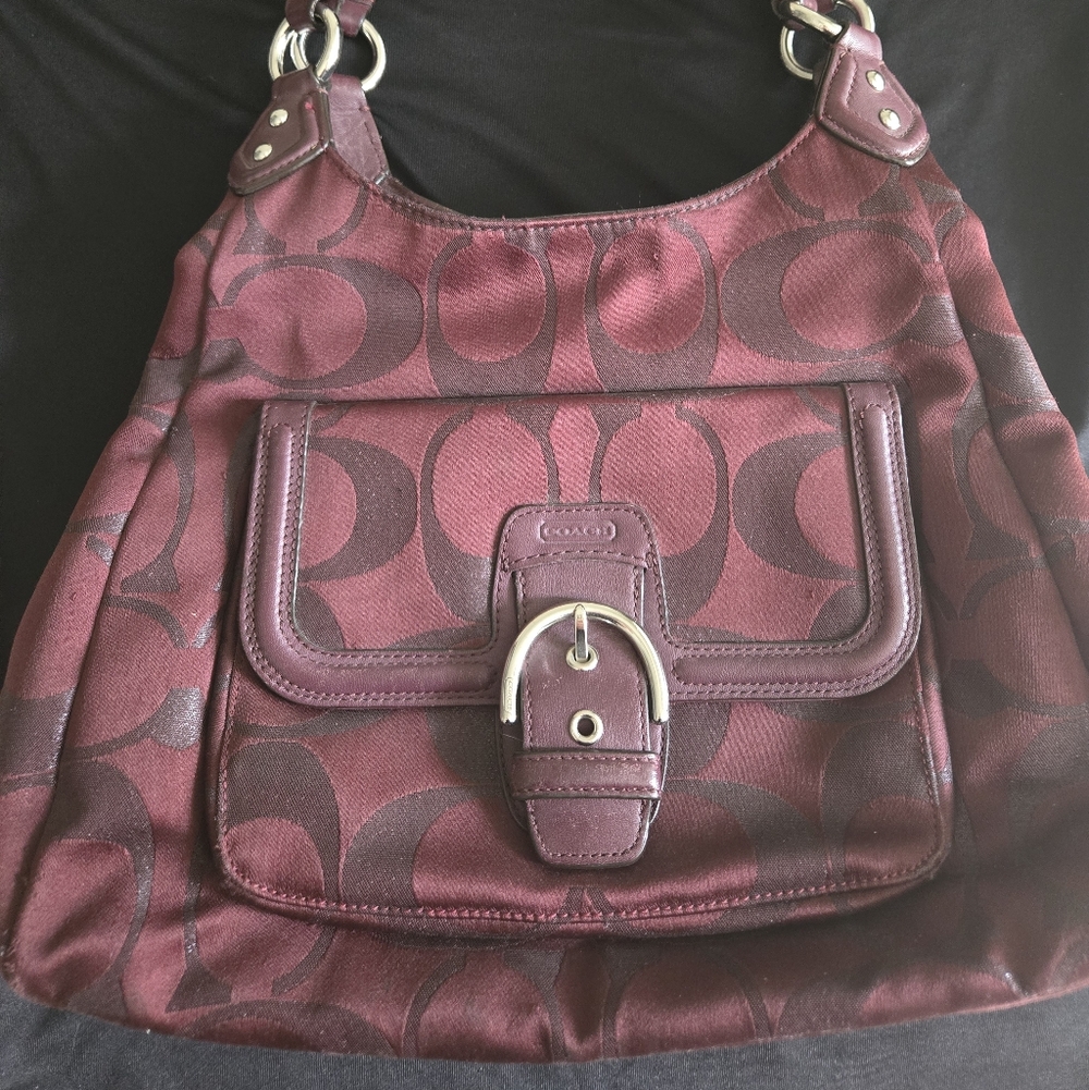 Vintage Coach Maroon Signature Shoulder Bag